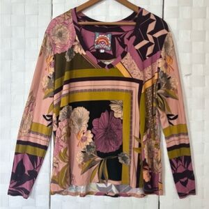 Johnny Was Multicolor Floral Long Sleeve Top